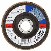 BOSCH Fächerschleifscheibe X431 Standard für Metall, gewinkelt, Ø 115 mm, 22,23 mm, 120