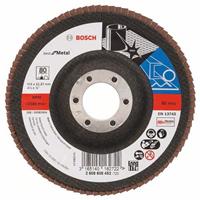 BOSCH Fächerschleifscheibe X571 Best für Metall, gewinkelt, Ø 115 mm, 80, Glasgewebe
