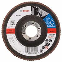 BOSCH Fächerschleifscheibe X571 Best für Metall, gewinkelt, Ø 115 mm, 120, Glasgewebe