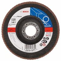 BOSCH Fächerschleifscheibe X551 Expert für Metall, gewinkelt, Ø 125 mm, 120, Glasgewebe