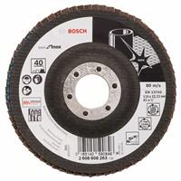 BOSCH Fächerschleifscheibe X581 Best für Edelstahl, gewinkelt, Ø 115 mm, 40, Glasgewebe