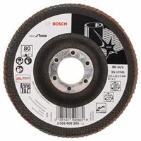 BOSCH Fächerschleifscheibe X581 Best für Edelstahl, gewinkelt, Ø 115 mm, 80, Glasgewebe