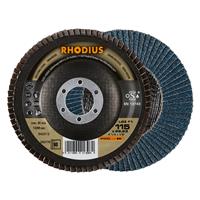 RHODIUS Fächerschleifscheibe Fächerscheibe LGZ F1 Ø 115 mm Korn 60