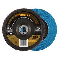 RHODIUS Fächerschleifscheibe Fächerscheibe LGZ F1 Ø 180 mm Korn 60