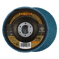 RHODIUS Fächerschleifscheibe Fächerscheibe LSZ F3 Ø 115 mm Korn 80