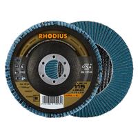 RHODIUS Fächerschleifscheibe Fächerscheibe LGZ F3 Ø 115 mm Korn 80