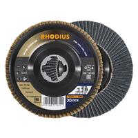 RHODIUS Fächerschleifscheibe Fächerscheibe LGZ PB X-LOCK Ø 115 mm Korn 80