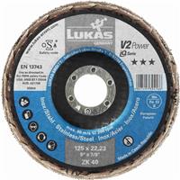 LUKAS Fächerschleifscheibe V2 Power universal | Zirkonkorund-Fächerscheibe | Ø 230 mm flach | Korn 40